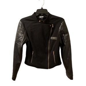 Star‎ Wars Moto Jacket Black Rebel Faux Leather Zip Front Sz M